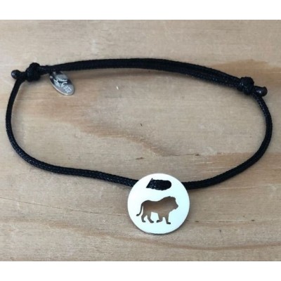 Bracelet femme argent, Token's Lion, Cordon couleur au choix